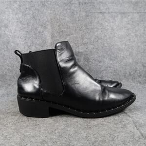 Ankle Boots Womens 8 Shoes Casual Chelsea Pull On Black Bootie Block Heel Studs